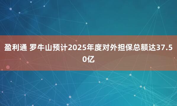 盈利通 罗牛山预计2025年度对外担保总额达37.50亿